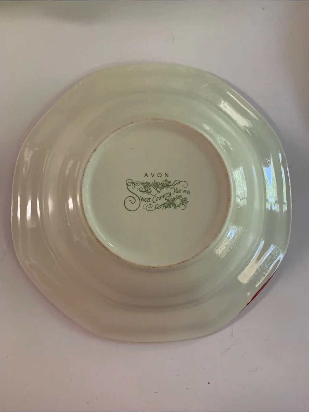 Three Avon Sweet Country Harvest Cream Ceramic Dish with Pink Trim
